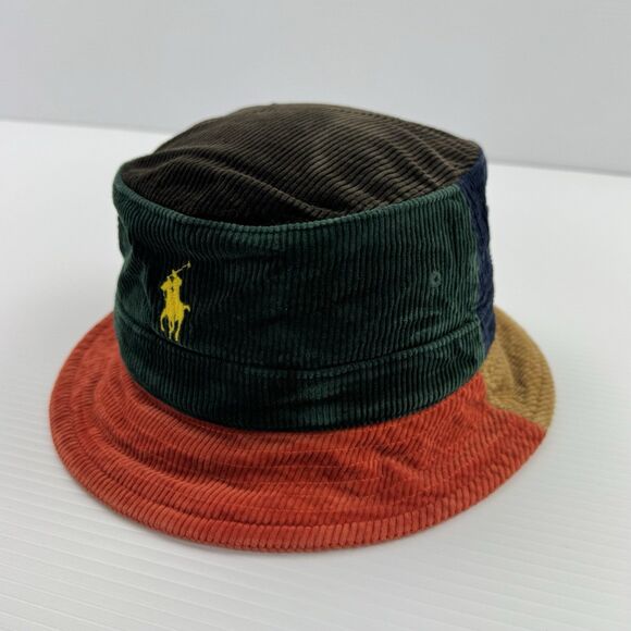 Polo Ralph Lauren Colorblock Corduroy Bucket Hat S/M Green Navy Tan Orange main image 6